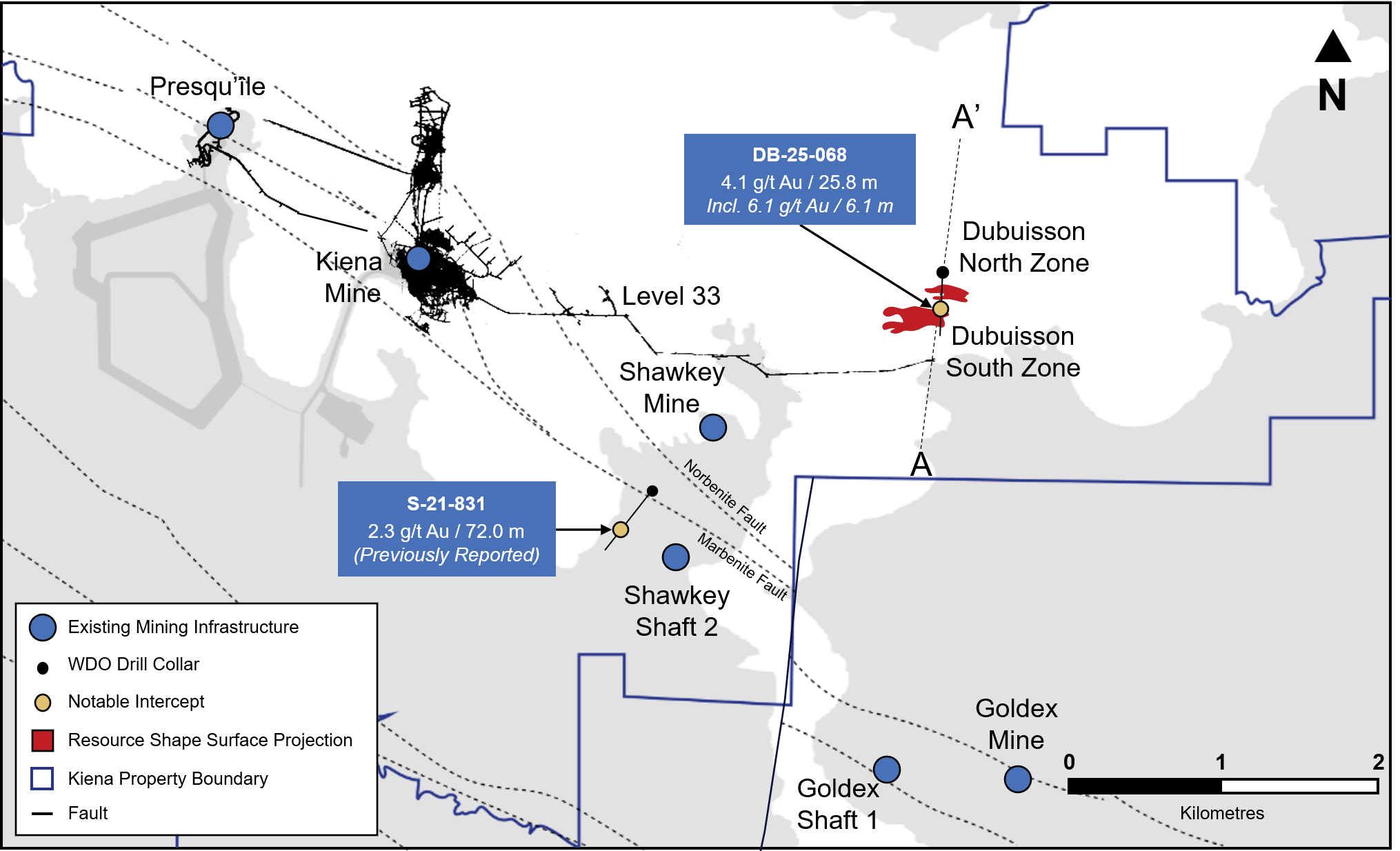 wesdome-intersects-new-zone-at-kiena’s-dubuisson-deposit