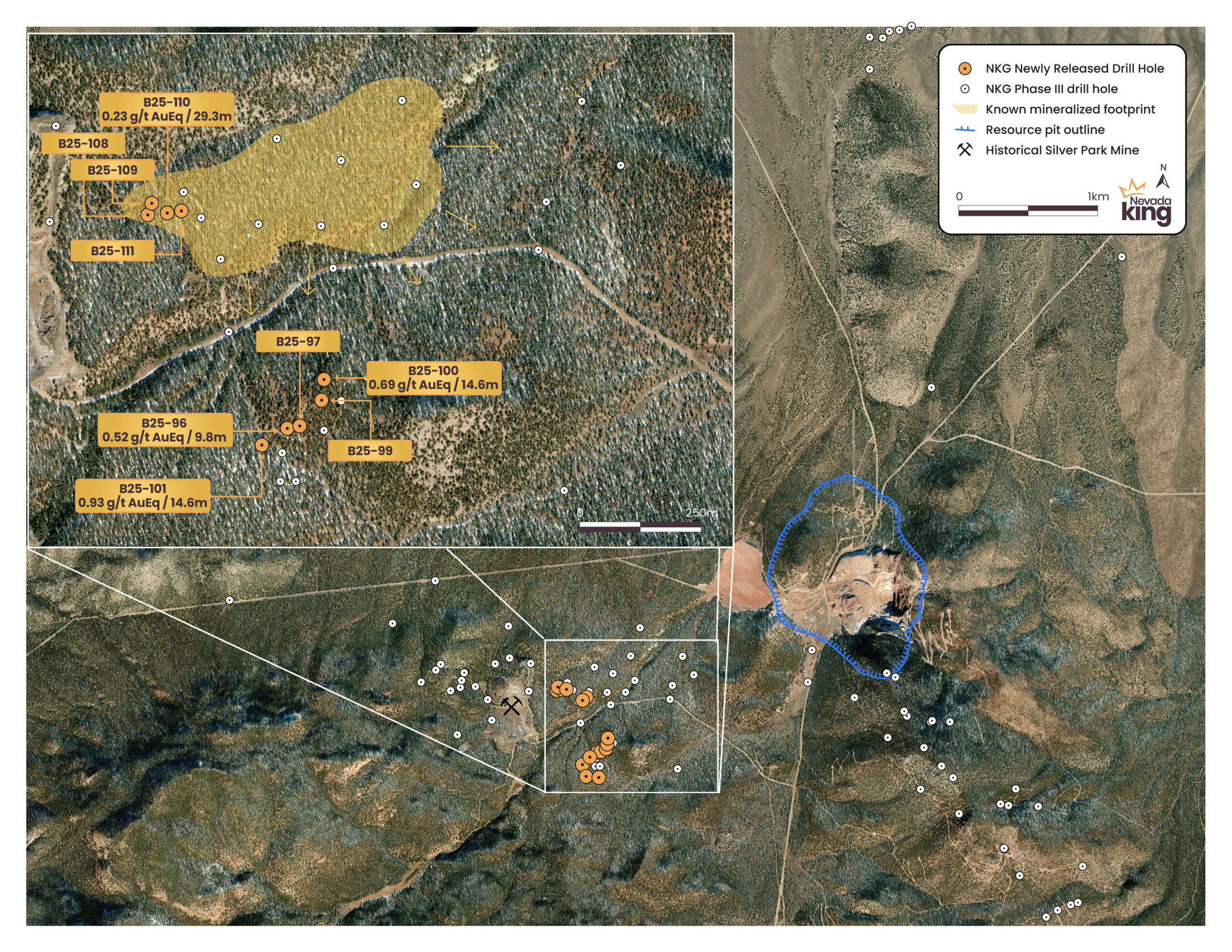 nevada-king-expands-silver-park-east-mineralization-with-350m-step-out,-intercepts-093-g/t-aueq-over-14.6m-starting-at-surface