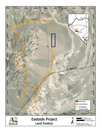 A2GOLD EXPANDS EASTSIDE LAND POSITION WITH ADDITIONAL CLAIMS FOLLOWING SUCCESSFUL GEOPHYSICAL PROGRAM