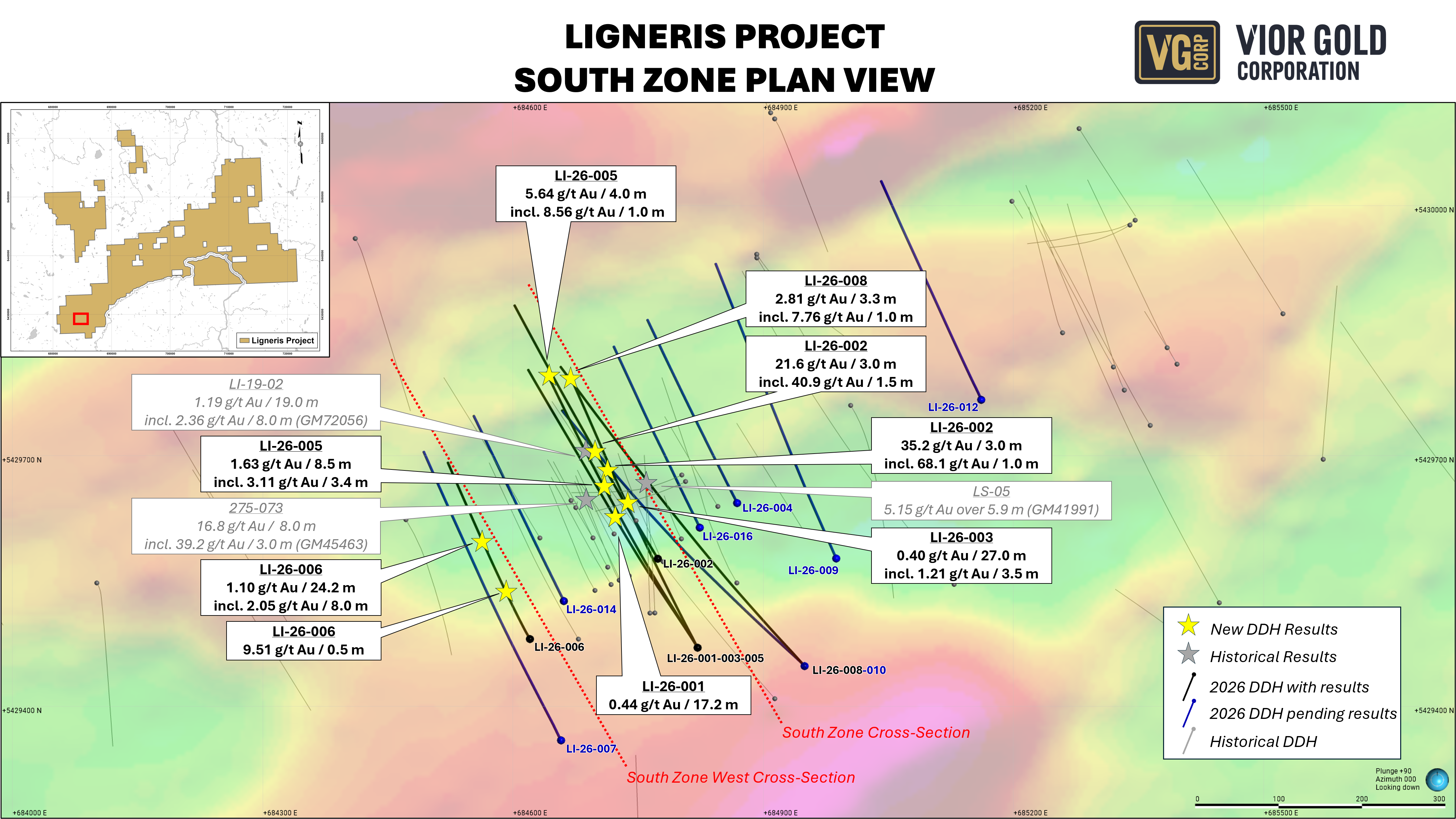 Vior Gold Corporation Intersects High-Grade Mineralization at Ligneris